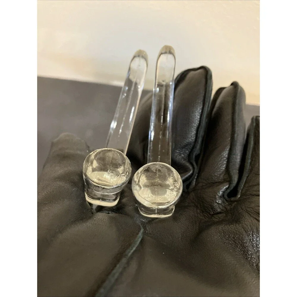 2 Vintage Mid Century Modern Clear Glass Towel Robe Coat Hooks